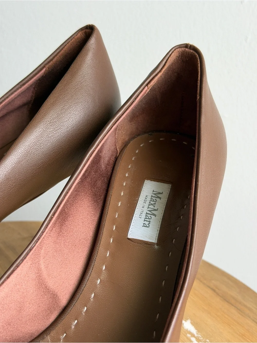 MaxMara Brown Pointed Leather Pumps